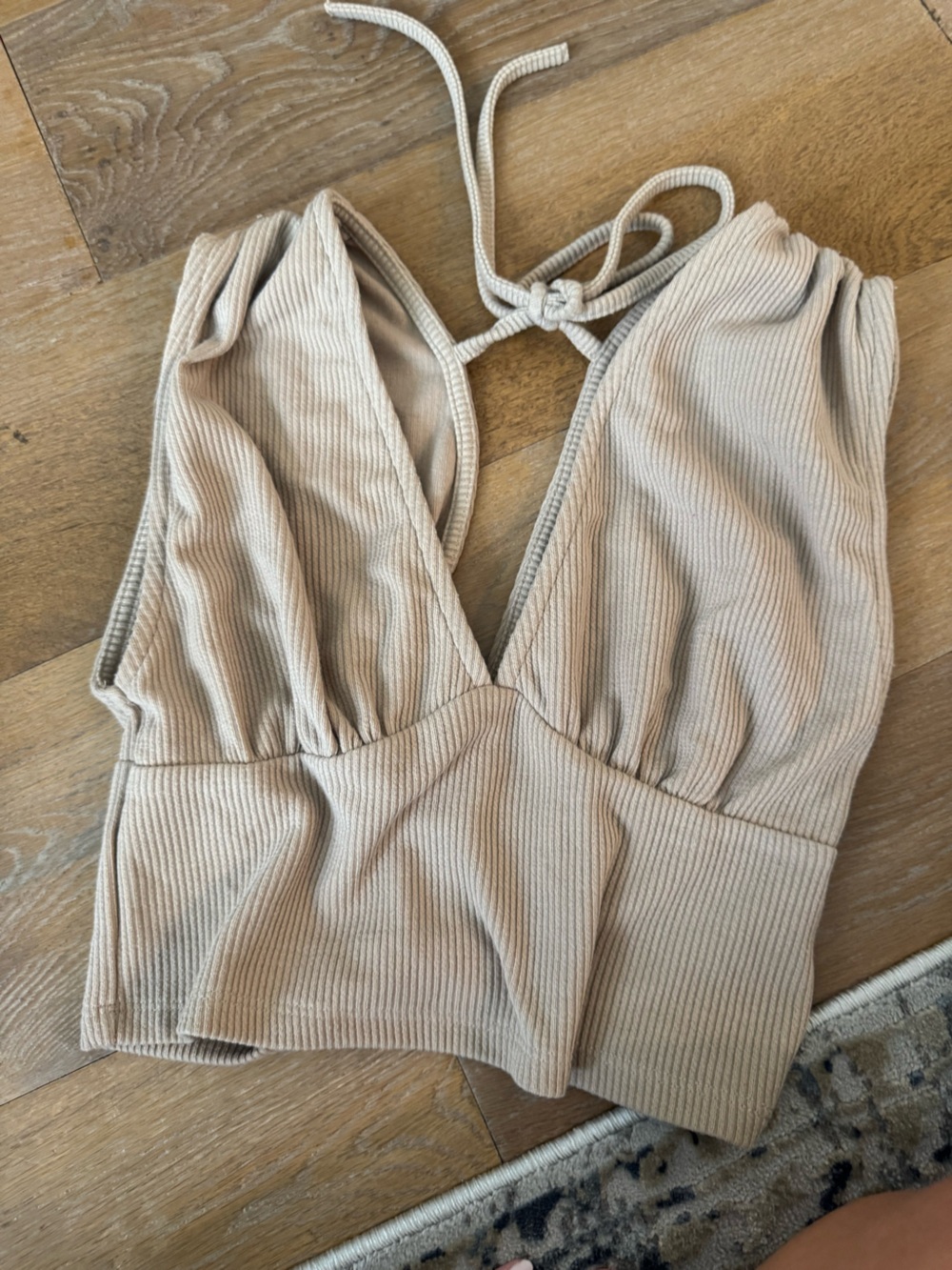 Boutique Ribbed Neutral Beige Top